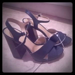Michael Kors navy blue Alexia platforms